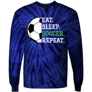 Soccer Player Soccer Lover Eat Sleep Soccer Repeat Tie-Dye Long Sleeve Shirt