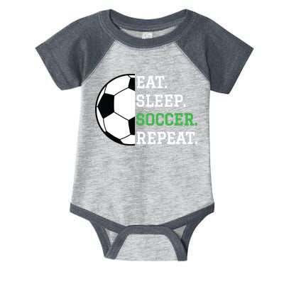 Soccer Player Soccer Lover Eat Sleep Soccer Repeat Infant Baby Jersey Bodysuit