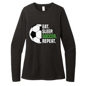 Soccer Player Soccer Lover Eat Sleep Soccer Repeat Womens CVC Long Sleeve Shirt