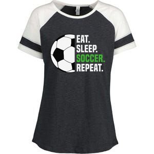 Soccer Player Soccer Lover Eat Sleep Soccer Repeat Enza Ladies Jersey Colorblock Tee