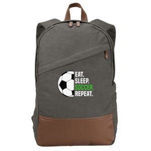 Soccer Player Soccer Lover Eat Sleep Soccer Repeat Cotton Canvas Backpack