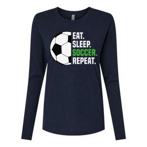 Soccer Player Soccer Lover Eat Sleep Soccer Repeat Womens Cotton Relaxed Long Sleeve T-Shirt