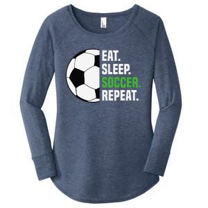 Soccer Player Soccer Lover Eat Sleep Soccer Repeat Women's Perfect Tri Tunic Long Sleeve Shirt