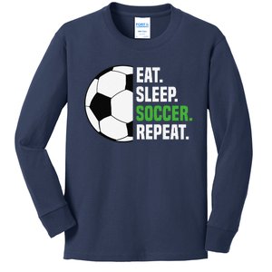 Soccer Player Soccer Lover Eat Sleep Soccer Repeat Kids Long Sleeve Shirt