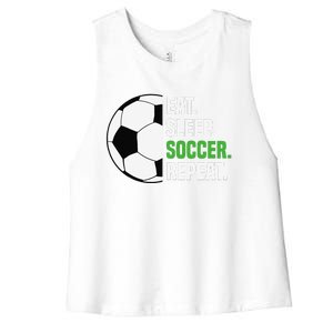 Soccer Player Soccer Lover Eat Sleep Soccer Repeat Women's Racerback Cropped Tank