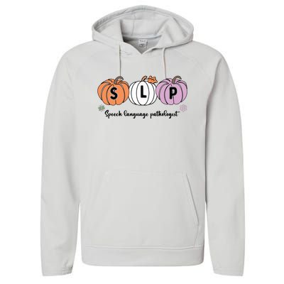 Slp Pumpkin Speech Language Pathologist Grade Fall Autumn Performance Fleece Hoodie