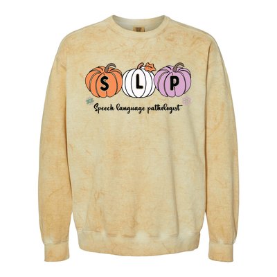 Slp Pumpkin Speech Language Pathologist Grade Fall Autumn Colorblast Crewneck Sweatshirt