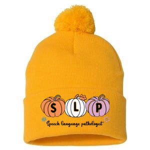 Slp Pumpkin Speech Language Pathologist Grade Fall Autumn Pom Pom 12in Knit Beanie