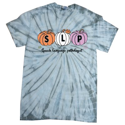 Slp Pumpkin Speech Language Pathologist Grade Fall Autumn Tie-Dye T-Shirt