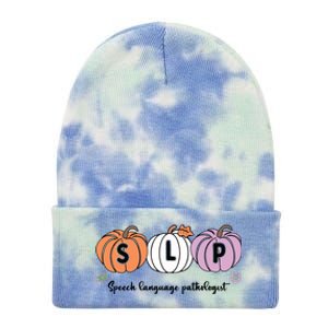 Slp Pumpkin Speech Language Pathologist Grade Fall Autumn Tie Dye 12in Knit Beanie