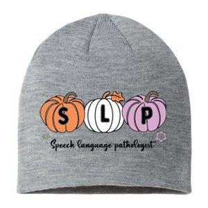 Slp Pumpkin Speech Language Pathologist Grade Fall Autumn Sustainable Beanie