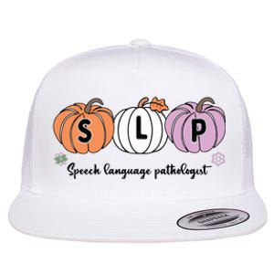 Slp Pumpkin Speech Language Pathologist Grade Fall Autumn Flat Bill Trucker Hat