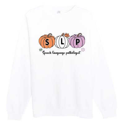 Slp Pumpkin Speech Language Pathologist Grade Fall Autumn Premium Crewneck Sweatshirt