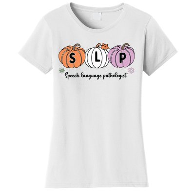 Slp Pumpkin Speech Language Pathologist Grade Fall Autumn Women's T-Shirt