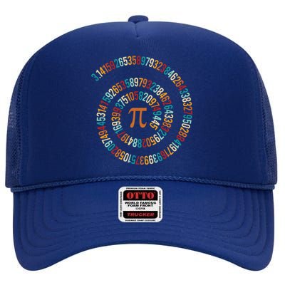 Spiral Pi Symbol Mathematical Constant 3 14 Number Math Nerd Gift High Crown Mesh Back Trucker Hat