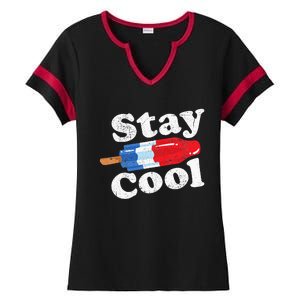 Summer Popsicle Stay Cool Funny Bomb Retro 80s Pop Gift Ladies Halftime Notch Neck Tee