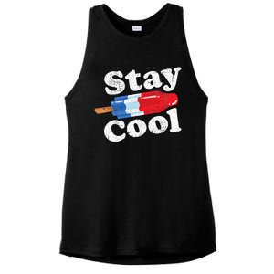 Summer Popsicle Stay Cool Funny Bomb Retro 80s Pop Gift Ladies PosiCharge Tri-Blend Wicking Tank