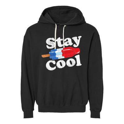 Summer Popsicle Stay Cool Funny Bomb Retro 80s Pop Gift Garment-Dyed Fleece Hoodie