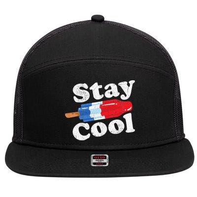 Summer Popsicle Stay Cool Funny Bomb Retro 80s Pop Gift 7 Panel Mesh Trucker Snapback Hat