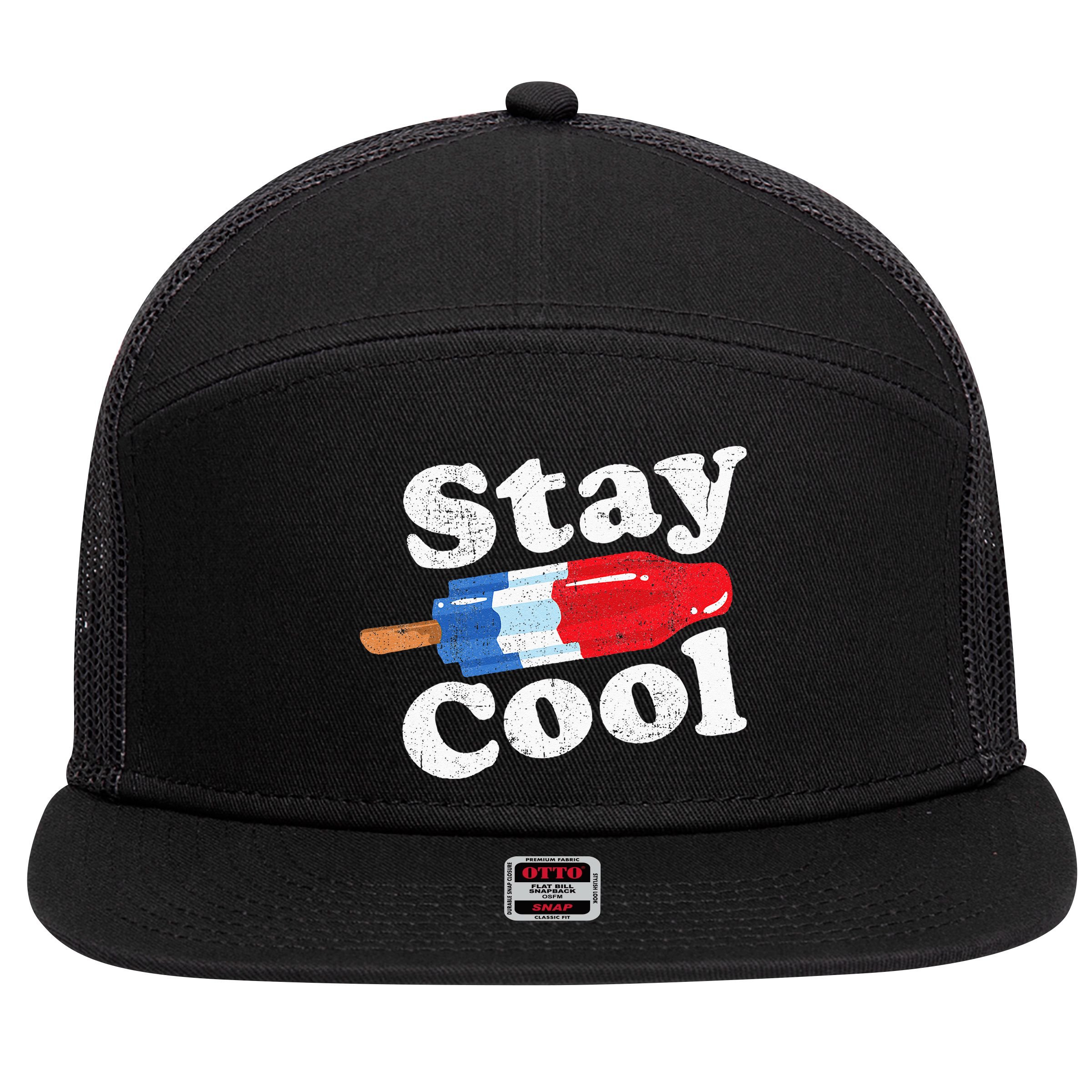 Summer Popsicle Stay Cool Funny Bomb Retro 80s Pop Gift 7 Panel Mesh Trucker Snapback Hat