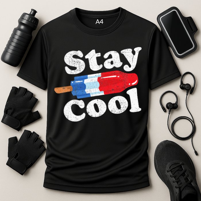 Summer Popsicle Stay Cool Funny Bomb Retro 80s Pop Gift Cooling Performance Crew T-Shirt