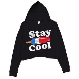 Summer Popsicle Stay Cool Funny Bomb Retro 80s Pop Gift Crop Fleece Hoodie