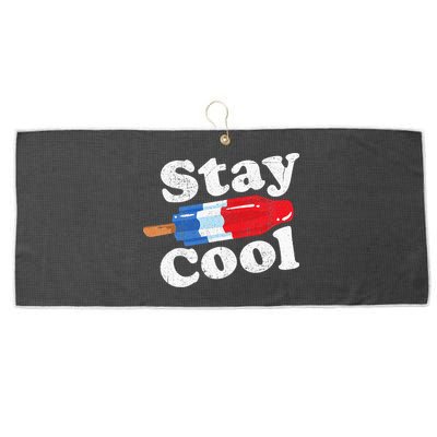 Summer Popsicle Stay Cool Funny Bomb Retro 80s Pop Gift Large Microfiber Waffle Golf Towel