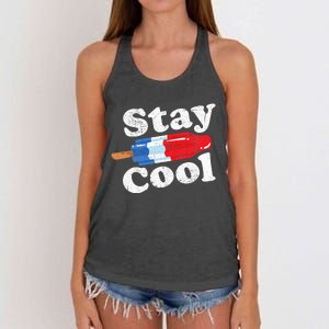 Summer Popsicle Stay Cool Funny Bomb Retro 80s Pop Gift Women's Knotted Racerback Tank