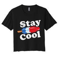 Summer Popsicle Stay Cool Funny Bomb Retro 80s Pop Gift Women's Crop Top Tee
