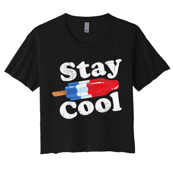 Summer Popsicle Stay Cool Funny Bomb Retro 80s Pop Gift Women's Crop Top Tee