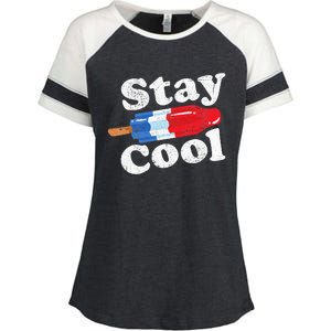 Summer Popsicle Stay Cool Funny Bomb Retro 80s Pop Gift Enza Ladies Jersey Colorblock Tee