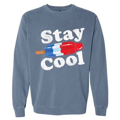 Summer Popsicle Stay Cool Funny Bomb Retro 80s Pop Gift Garment-Dyed Sweatshirt