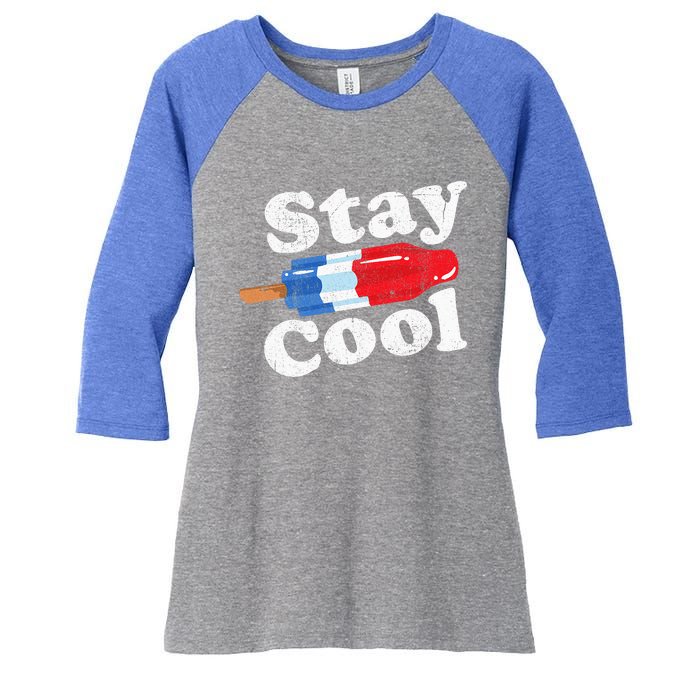 Summer Popsicle Stay Cool Funny Bomb Retro 80s Pop Gift Women's Tri-Blend 3/4-Sleeve Raglan Shirt