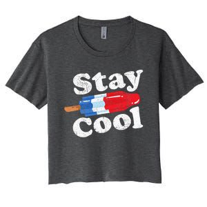 Summer Popsicle Stay Cool Funny Bomb Retro 80s Pop Gift Women's Crop Top Tee