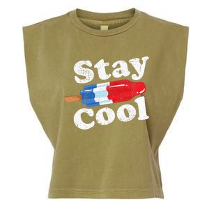 Summer Popsicle Stay Cool Funny Bomb Retro 80s Pop Gift Garment-Dyed Women's Muscle Tee