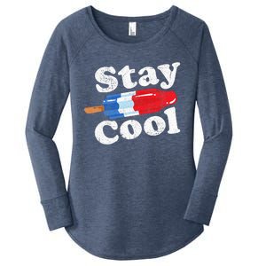 Summer Popsicle Stay Cool Funny Bomb Retro 80s Pop Gift Women's Perfect Tri Tunic Long Sleeve Shirt