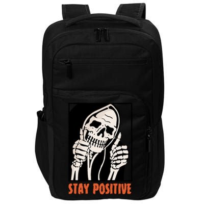 Stay Positive Skeleton Halloween Day Retro Halloween Impact Tech Backpack