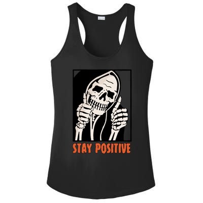 Stay Positive Skeleton Halloween Day Retro Halloween Ladies PosiCharge Competitor Racerback Tank