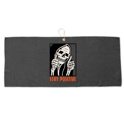 Stay Positive Skeleton Halloween Day Retro Halloween Large Microfiber Waffle Golf Towel