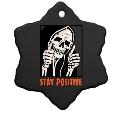 Stay Positive Skeleton Halloween Day Retro Halloween Ceramic Star Ornament