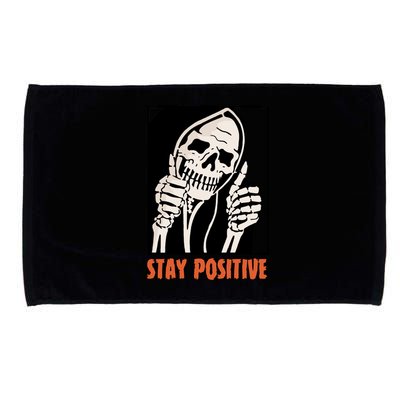 Stay Positive Skeleton Halloween Day Retro Halloween Microfiber Hand Towel