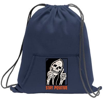 Stay Positive Skeleton Halloween Day Retro Halloween Sweatshirt Cinch Pack Bag