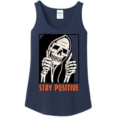 Stay Positive Skeleton Halloween Day Retro Halloween Ladies Essential Tank