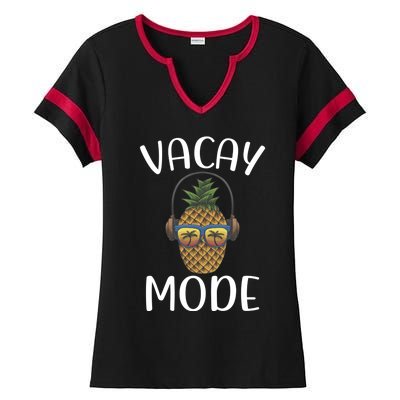 Summer Pineapple Sunrise Sunburn Sunset Repeat Vacay Mode Gift Ladies Halftime Notch Neck Tee