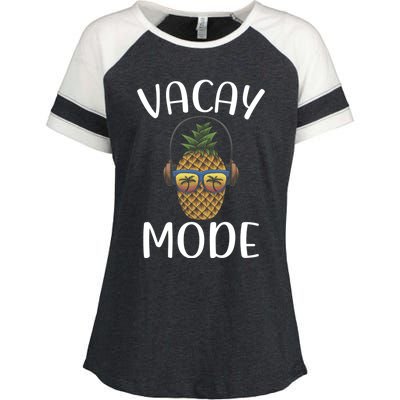 Summer Pineapple Sunrise Sunburn Sunset Repeat Vacay Mode Gift Enza Ladies Jersey Colorblock Tee