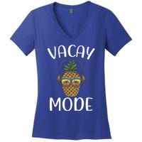 Summer Pineapple Sunrise Sunburn Sunset Repeat Vacay Mode Gift Women's V-Neck T-Shirt