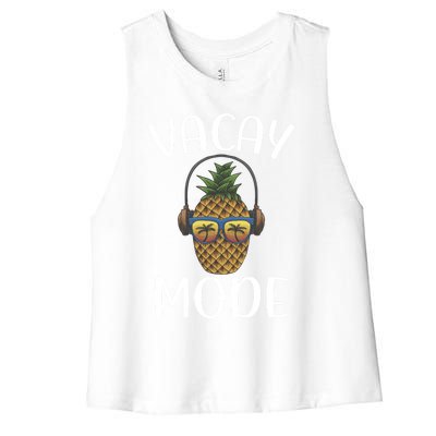 Summer Pineapple Sunrise Sunburn Sunset Repeat Vacay Mode Gift Women's Racerback Cropped Tank