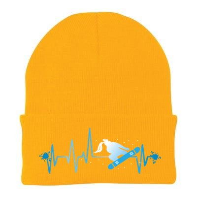 Snowboard Print Snowboard Heart Beat Ski Season Gift Knit Cap Winter Beanie