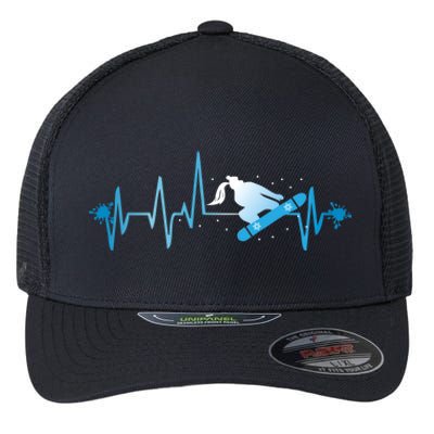 Snowboard Print Snowboard Heart Beat Ski Season Gift Flexfit Unipanel Trucker Cap