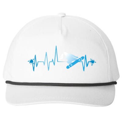 Snowboard Print Snowboard Heart Beat Ski Season Gift Snapback Five-Panel Rope Hat